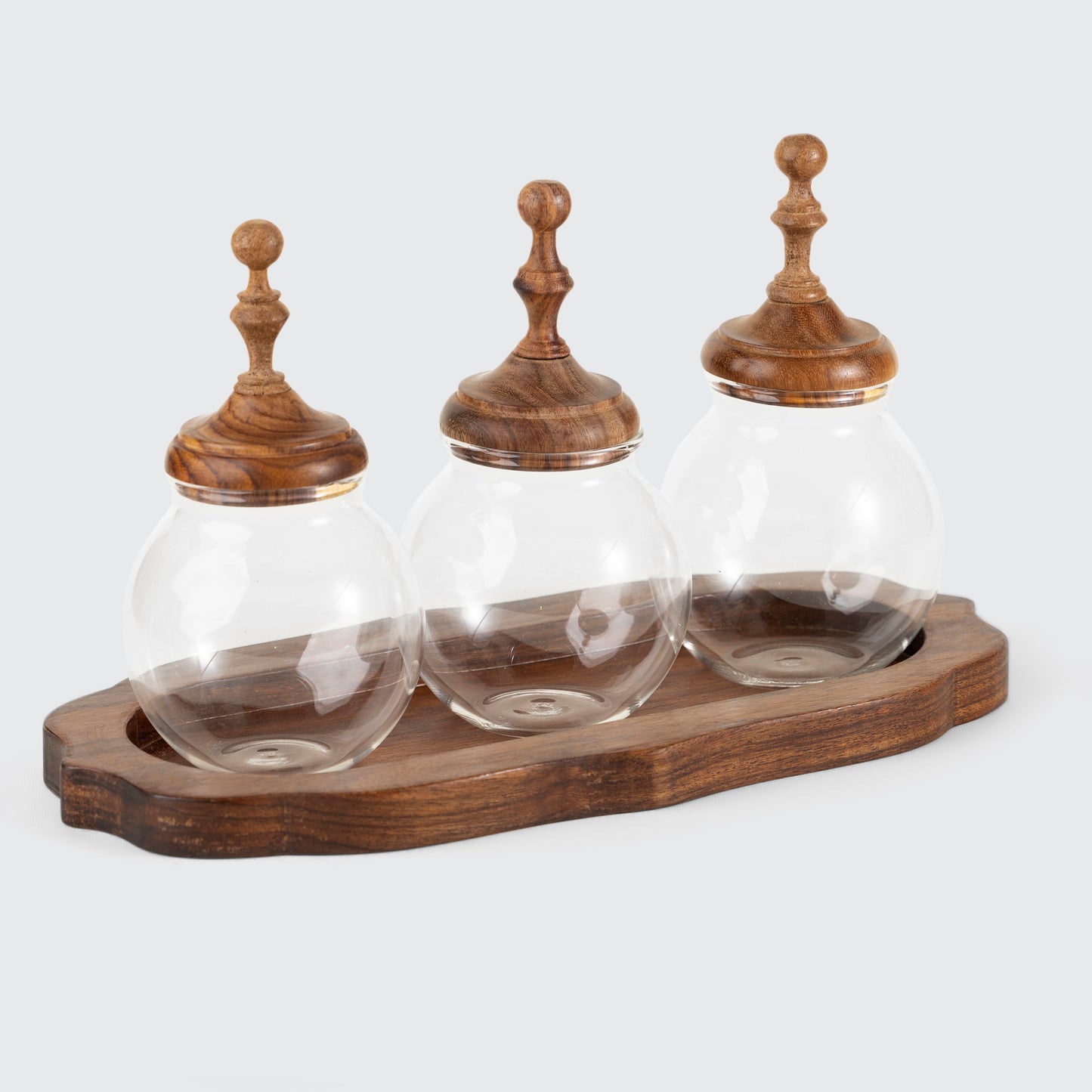 Wooden Tray & 3 Mini Jars