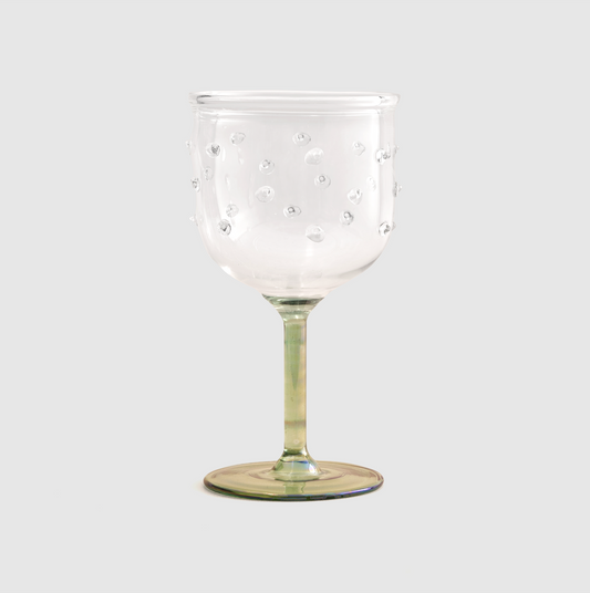 Green Half Color Stemmed Glass