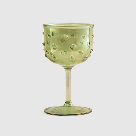 Green Full Color Stemmed Glass
