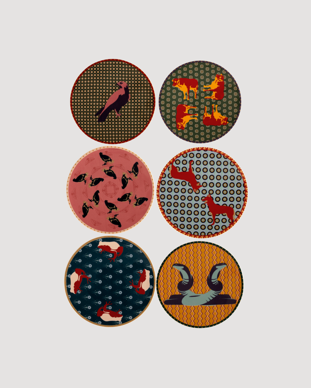 Animal 6 Dessert Plates