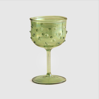 Green Full Color Stemmed Glass