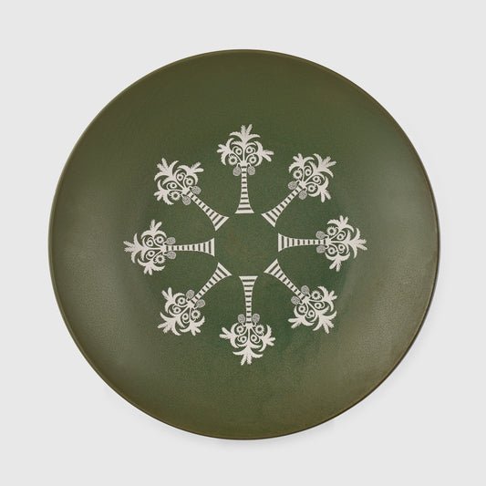 Olive Green Large Porcelain Serving Plate