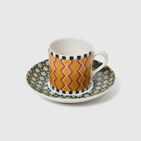 Guardians of the Nile Yellow and Green set of 2 coffee cups