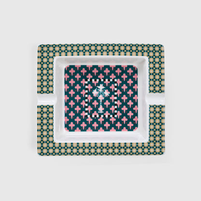 Guardians of the Nile Dark Green and Blush Pink Ashtray