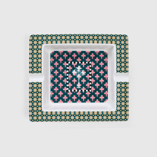 Guardians of the Nile Dark Green and Blush Pink Ashtray